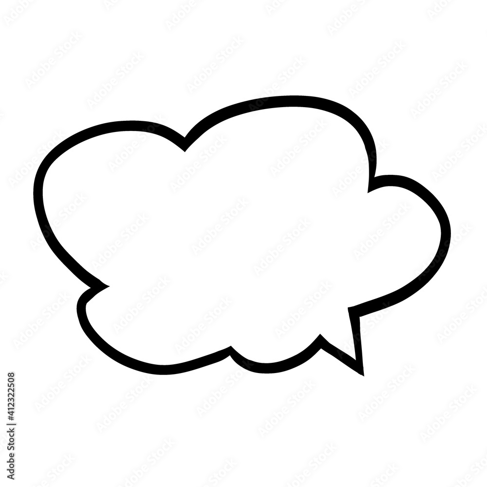 Speech bubble or cloud, creative hand drawn sketch or icon illustration on a white isolated background for comic Speech bubble or cloud, creative hand drawn sketch or icon illustration on a white isolated background for comic