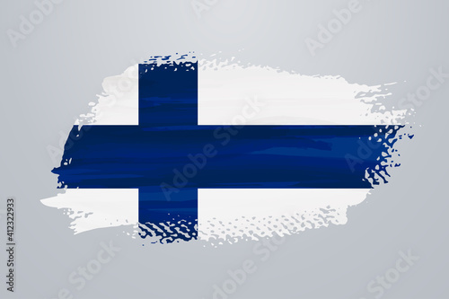 Photo Finland brush paint flag