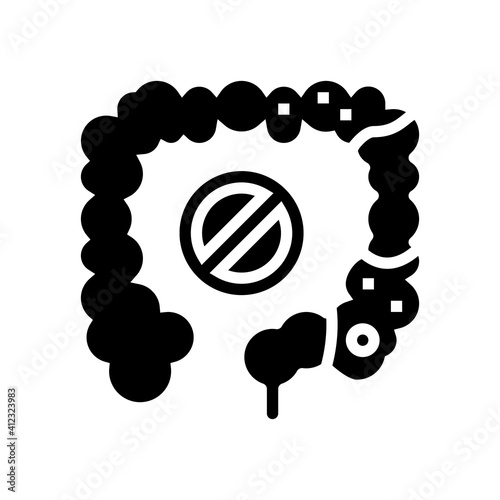 constipation digestion system glyph icon vector. constipation digestion system sign. isolated contour symbol black illustration