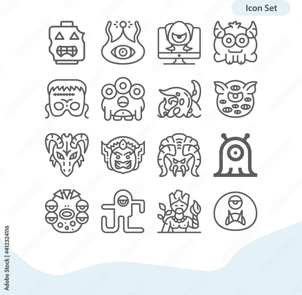 Simple set of bizarre related lineal icons. Simple set of bizarre related lineal icons.
