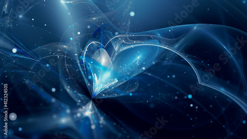Blue glowing quantum world abstract background