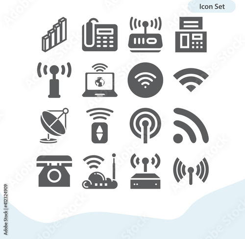 Simple set of cellular related filled icons.