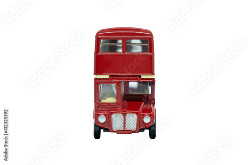 famous red traditional London bus isolated over white
