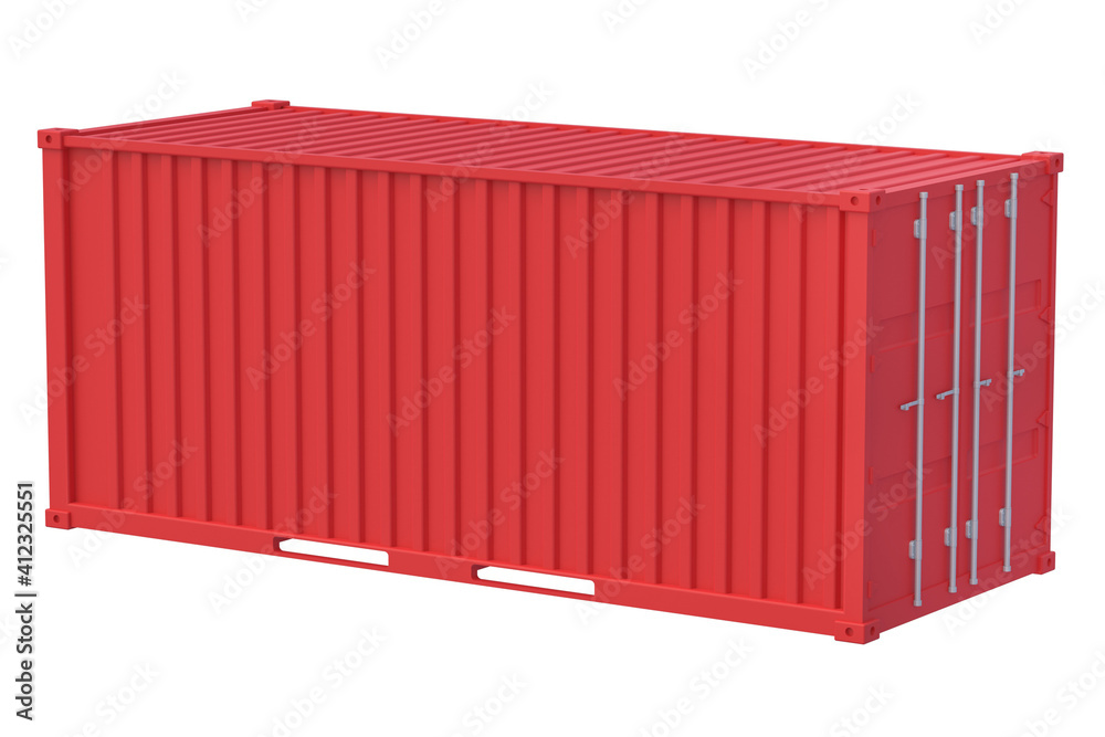 Metal container for the carriage of goods by sea, air and road isolated on white background. 3d rendering Metal container for the carriage of goods by sea, air and road isolated on white background. 3d rendering