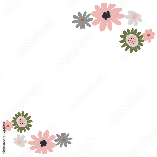 Flowers frame template. Vector illustration.