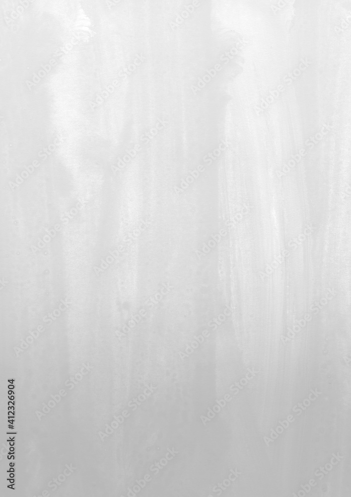 Obraz premium White ink and watercolor texture on white paper background. Gradient paint strokes and decalcomania effect. Hand-painted gouache abstract image. Mess on the canvas.