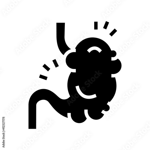 bloating digestion system glyph icon vector. bloating digestion system sign. isolated contour symbol black illustration