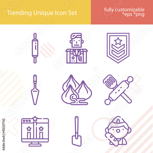 Simple set of colonel related lineal icons.