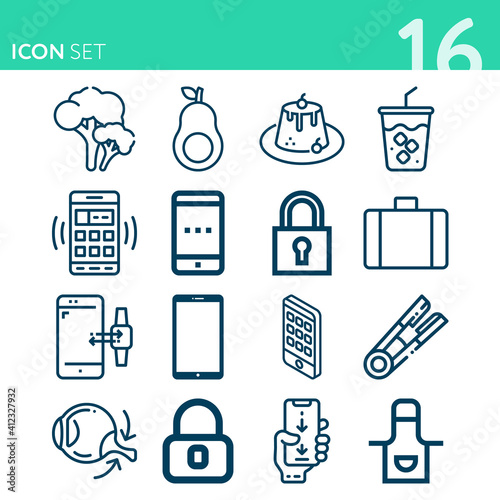 Simple set of 16 icons related to put away