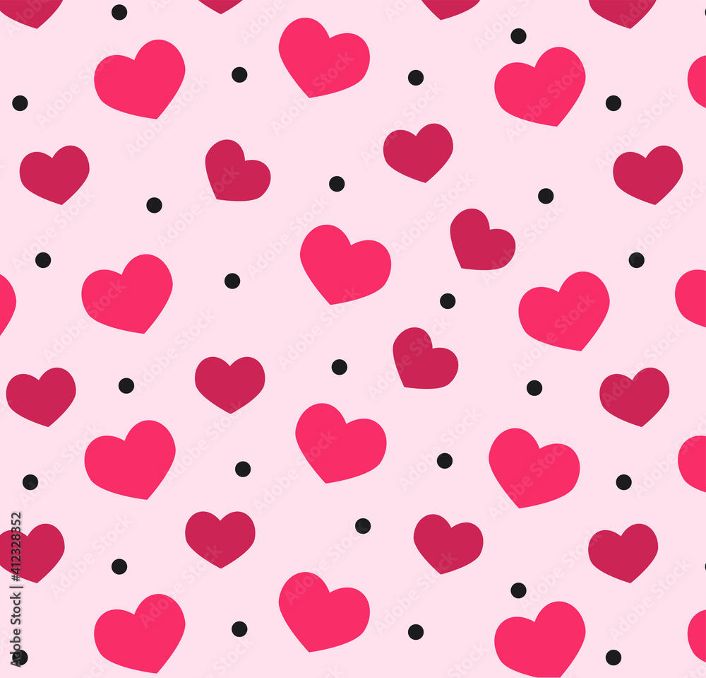 Seamless red hearts love pattern Valentines Day