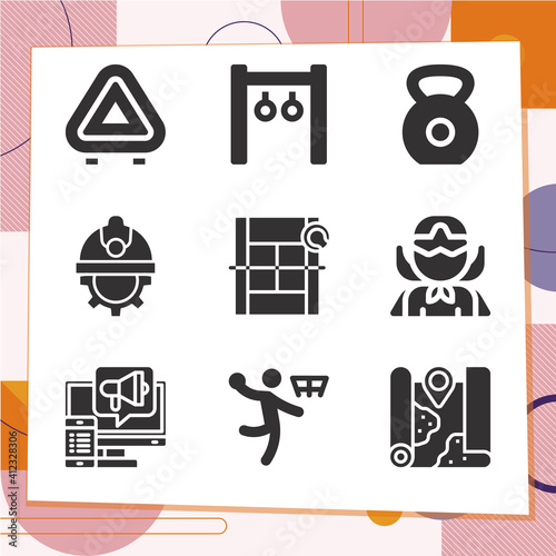 Simple set of 9 icons related to sport