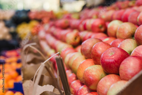Apples for sale at a market.
