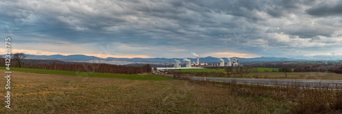 Panorama na elektrownię Turów, Bogatynia, Polska, Kopalnia odkrywkowa węgla brunatnego © LukaszB