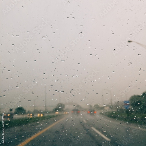 low visibility driving on a rainy day