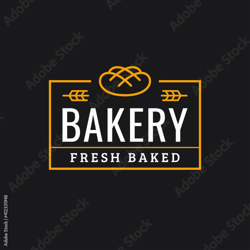 Bakery logo. Linear logo of bread on dark