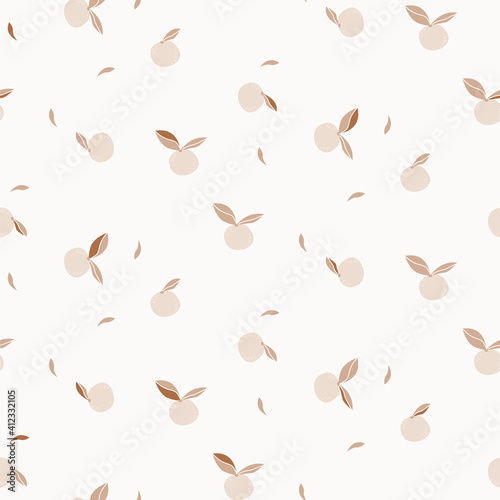 Mandarine citrus fruit seamless vector texture pale colored. Background with oranges.