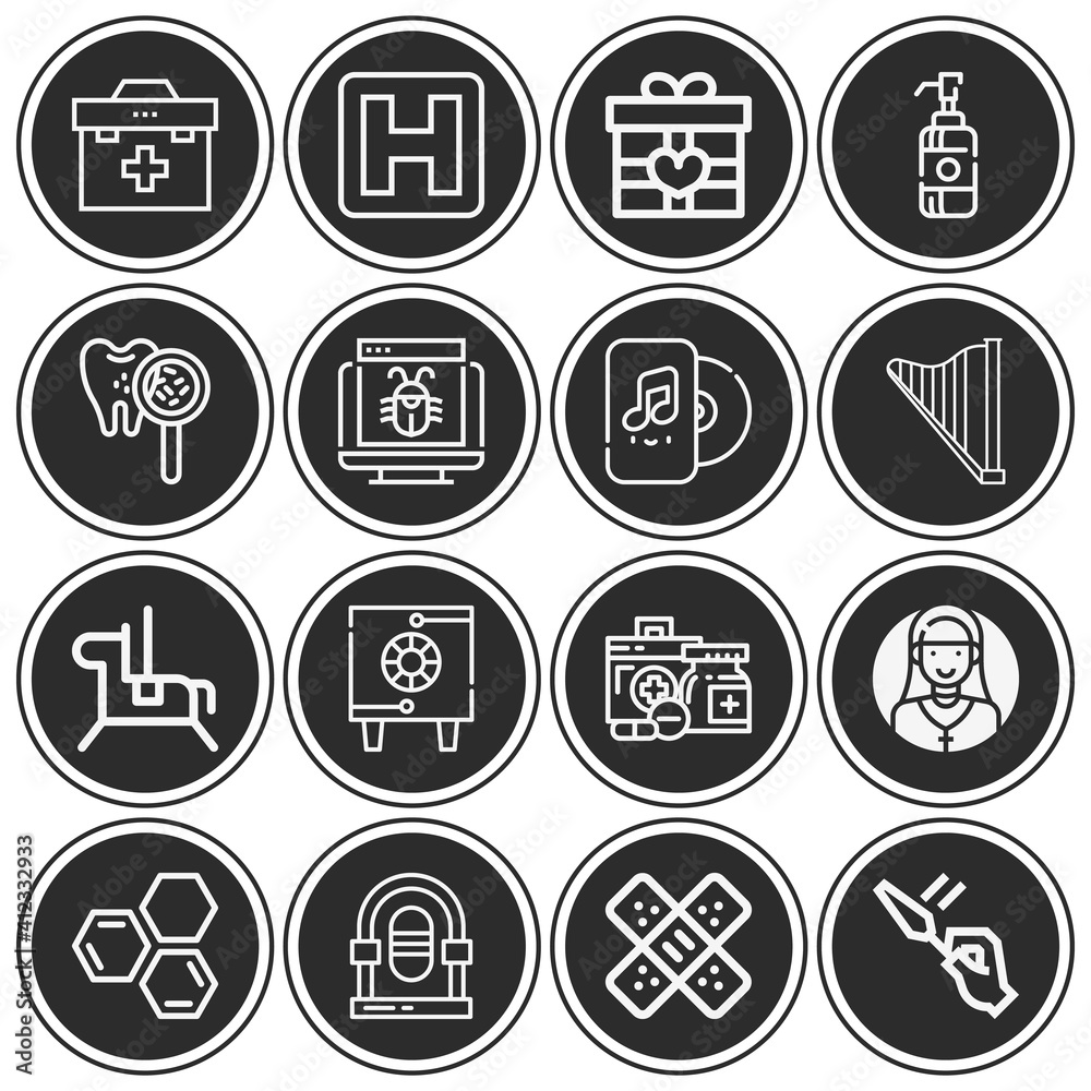 Obraz premium 16 pack of medicine lineal web icons set