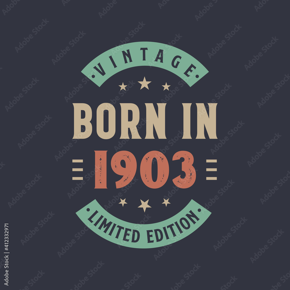 Fototapeta premium Vintage born in 1903, Born in 1903 retro vintage birthday design