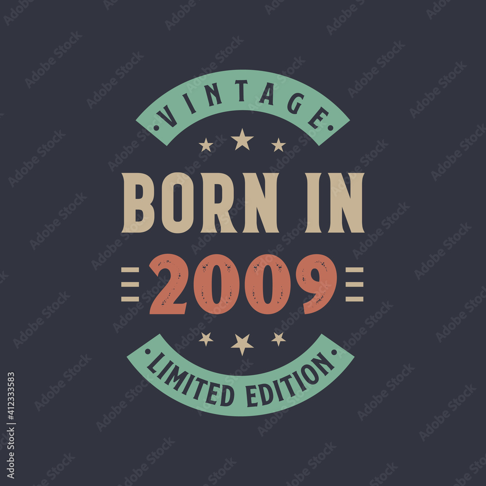 Vintage born in 2009, Born in 2009 retro vintage birthday design