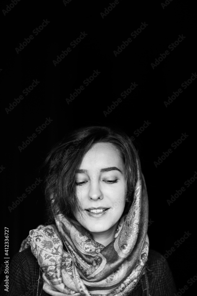 happy woman on the street, natural and ambient light happy woman on the street, natural and ambient light