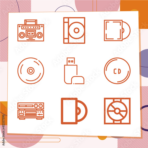 Simple set of 9 icons related to rom