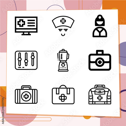 Simple set of 9 icons related to specialist