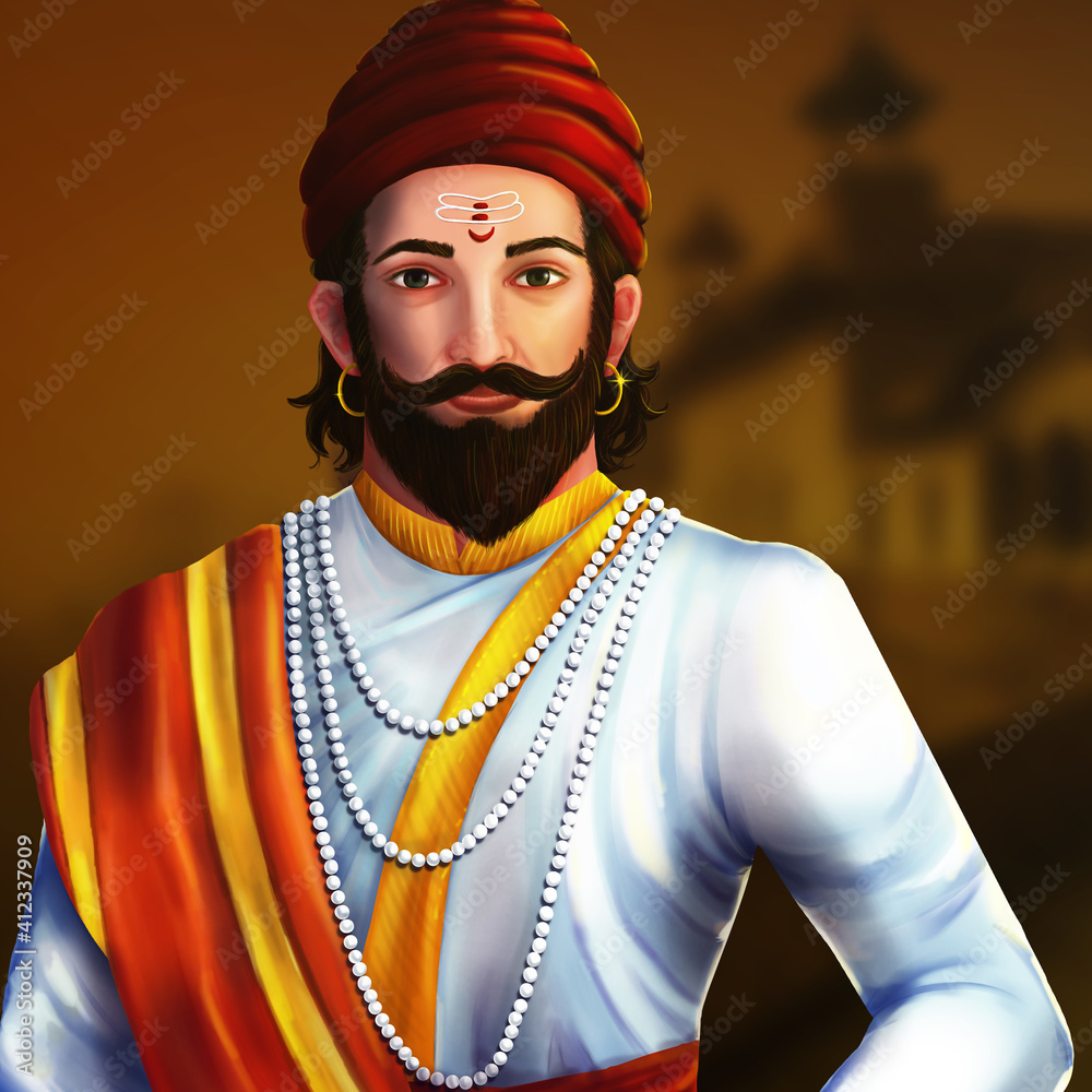Shivaji Maharaj, Shivaji Maharaj Jayanti, Chhatrapati Shivaji Maharaj King  Indian Ruler Stock Illustration | Adobe Stock