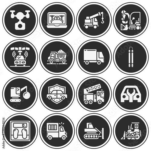 16 pack of autonomous  filled web icons set