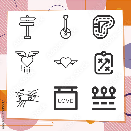 Simple set of 9 icons related to means
