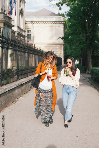 Two female frends spending time outdoor photo