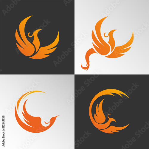 Colored logo firebird flies