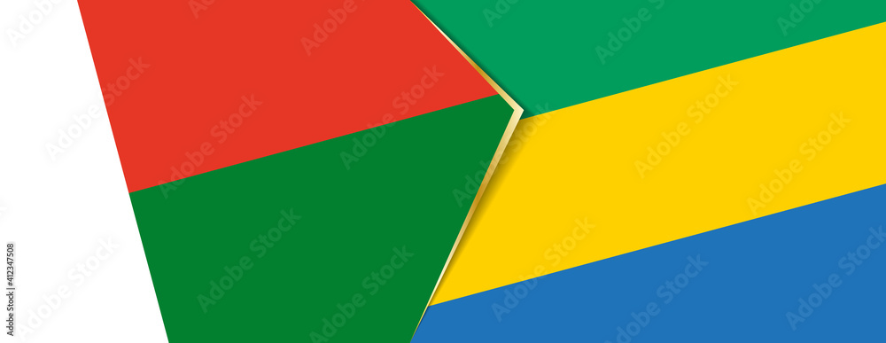 Madagascar and Gabon flags, two vector flags. Madagascar and Gabon flags, two vector flags.