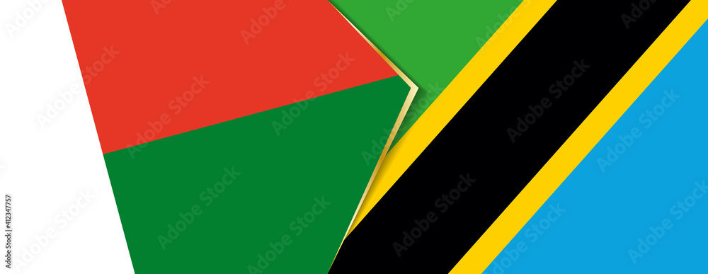 Madagascar and Tanzania flags, two vector flags. Madagascar and Tanzania flags, two vector flags.