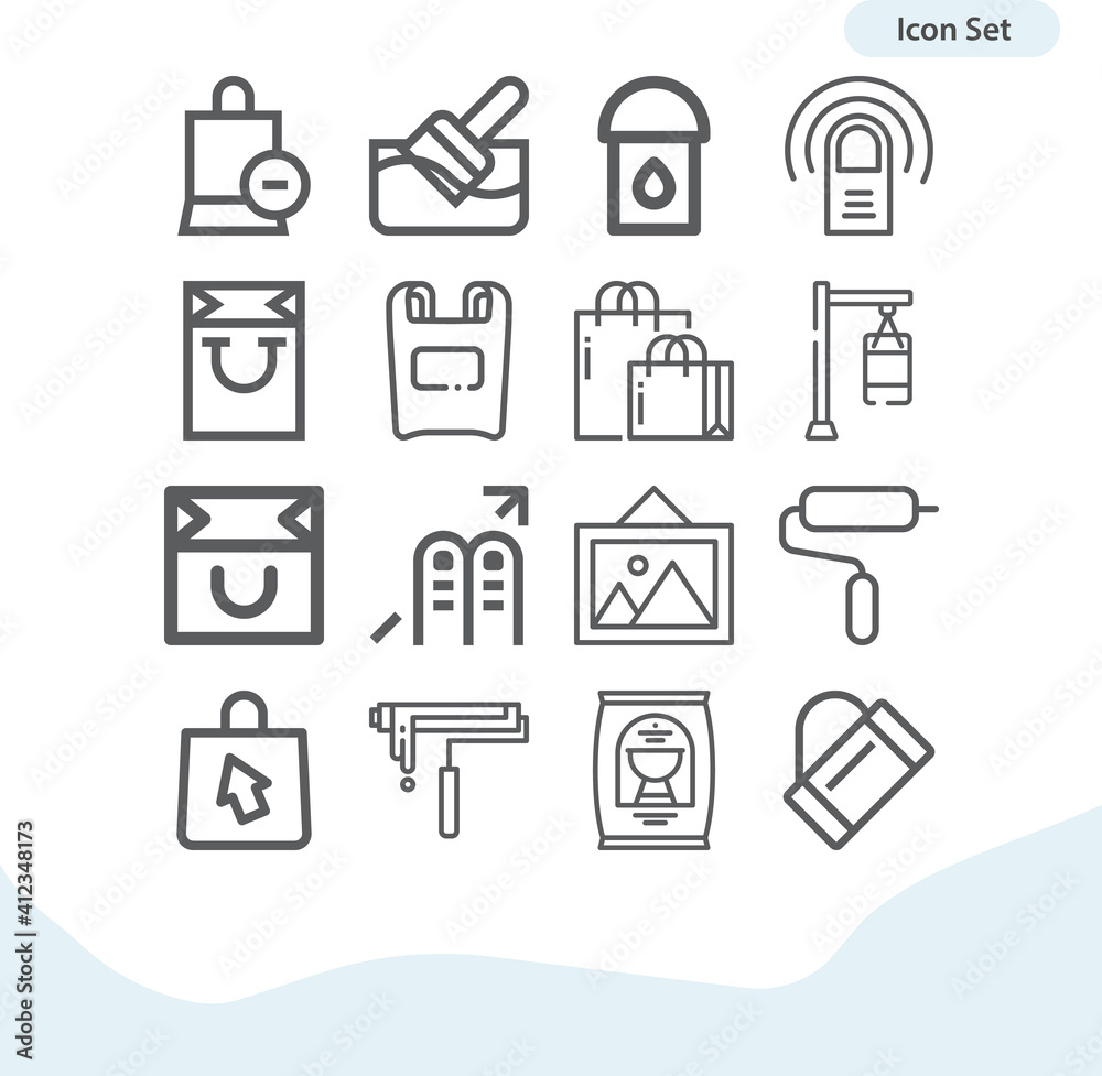Simple set of canvas related lineal icons. Simple set of canvas related lineal icons.