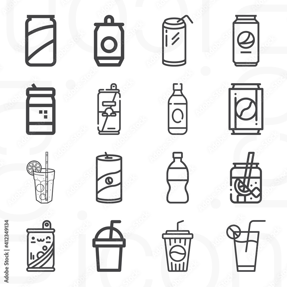 16 pack of bicarbonate lineal web icons set 16 pack of bicarbonate lineal web icons set