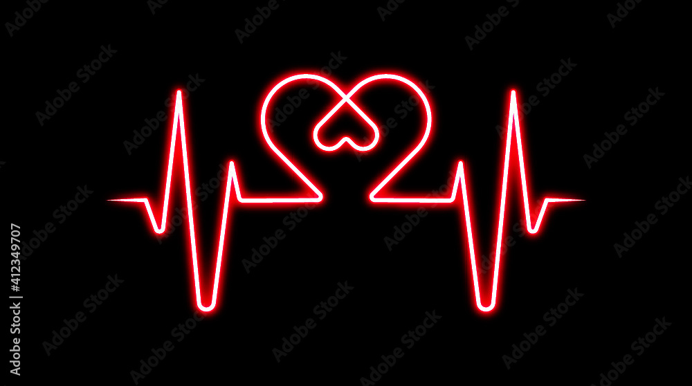 neon heartbeat ling make a heart valentines day illustration clipart