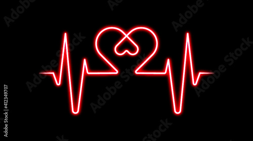 neon heartbeat ling make a heart valentines day illustration clipart