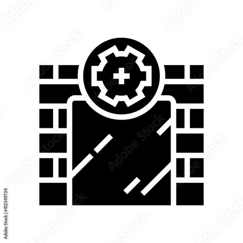 on wall installation mirror glyph icon vector. on wall installation mirror sign. isolated contour symbol black illustration