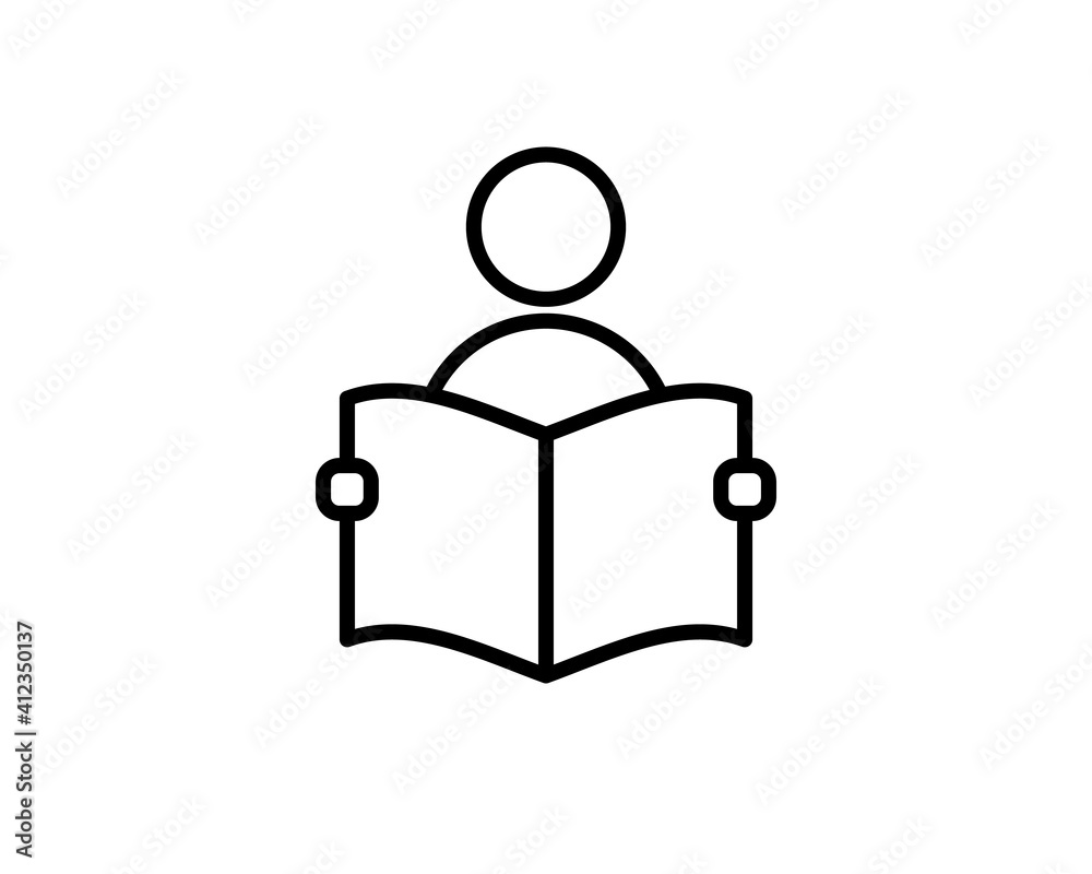 Read book man flat icon pictogram isolated on white background . Person holding newspaper and reading icon Read book man flat icon pictogram isolated on white background . Person holding newspaper and reading icon