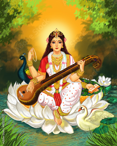Saraswati Mata Goddess, Happy Vasant Panchami Indian festival, Goddess Maa Saraswati, Indian God photo