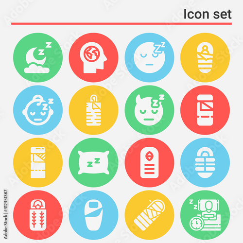 16 pack of waking  filled web icons set