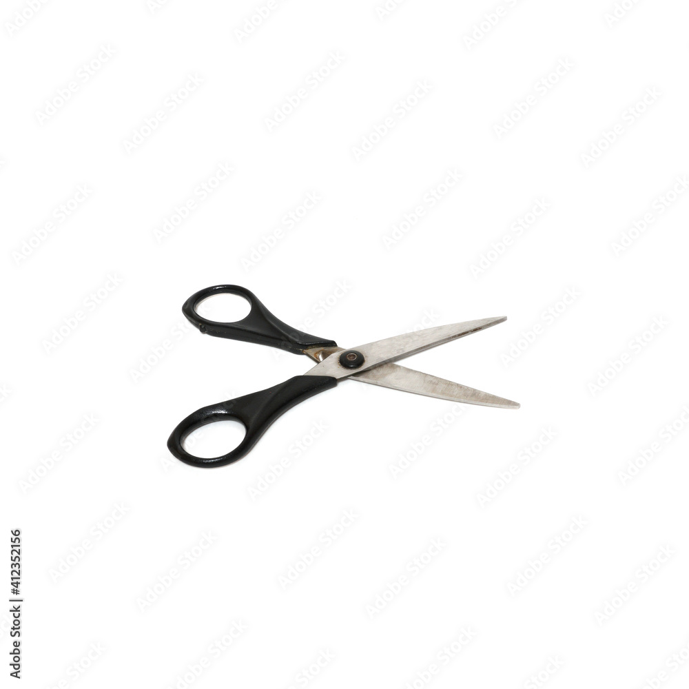 Black old scissors isolated on white background Black old scissors isolated on white background