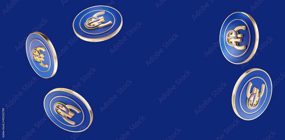 digital currency e-Euro symbolic coins design 3d-illustration digital currency e-Euro symbolic coins design 3d-illustration