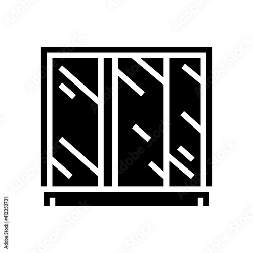 wardrobe mirror glyph icon vector. wardrobe mirror sign. isolated contour symbol black illustration