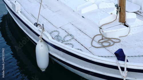 detail of fishing boat in the harbor