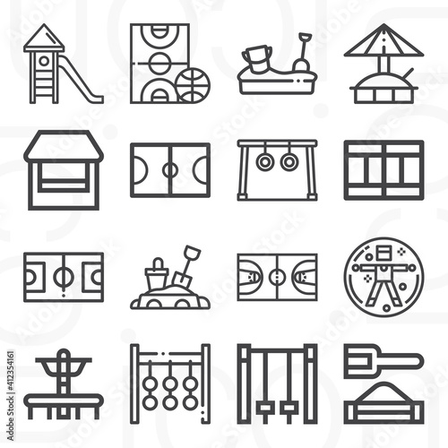 16 pack of playground  lineal web icons set