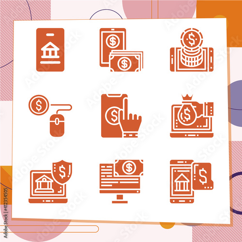 Simple set of 9 icons related to bankers