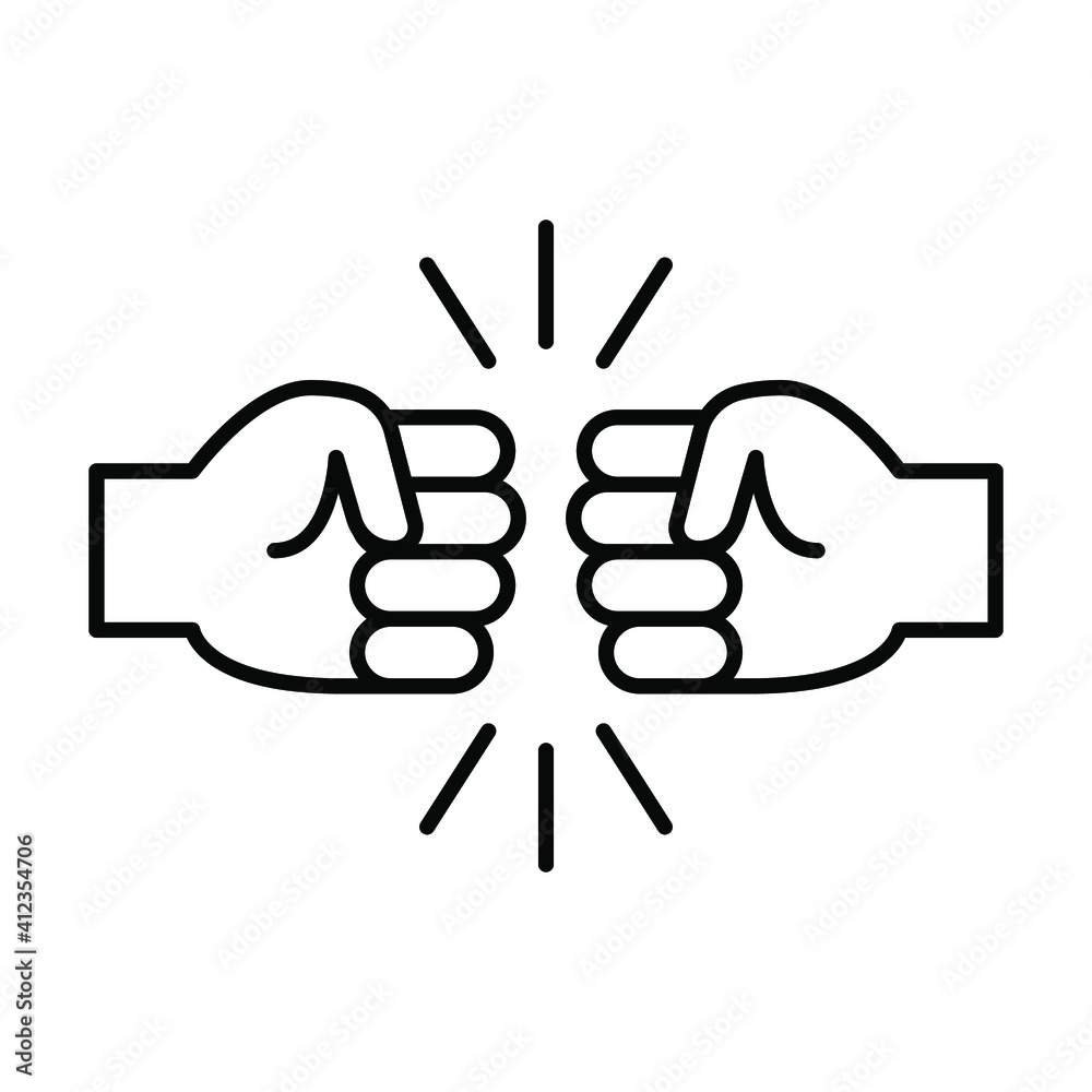Fist bump line icon. Bro fist bump or power five pound outline style for apps and websites. Hand brother respect, impact, and handshake. Vector illustration on white background. EPS 10 Fist bump line icon. Bro fist bump or power five pound outline style for apps and websites. Hand brother respect, impact, and handshake. Vector illustration on white background. EPS 10