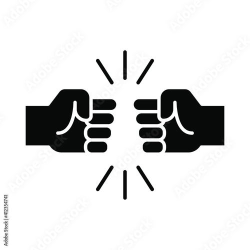 Fist bump glyph icon. Bro fist bump or power five pound solid style for apps and websites. Hand brother respect, impact, and handshake. Vector illustration on white background. EPS 10