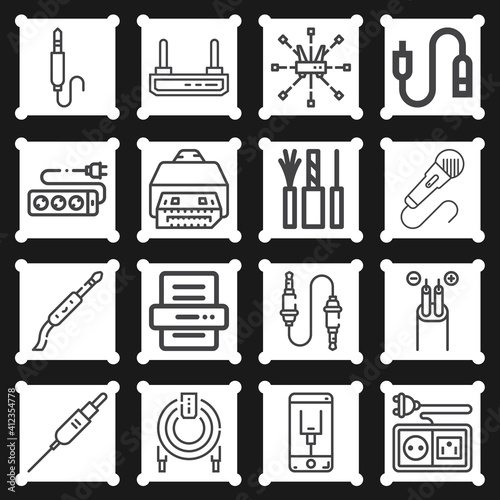 16 pack of modem  lineal web icons set